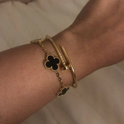 CLOVER | Black/Silver Bracelet